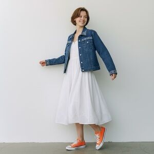 Christine Alexander Vintage Denim Jacket Swarovski Embellished Detail Size Large